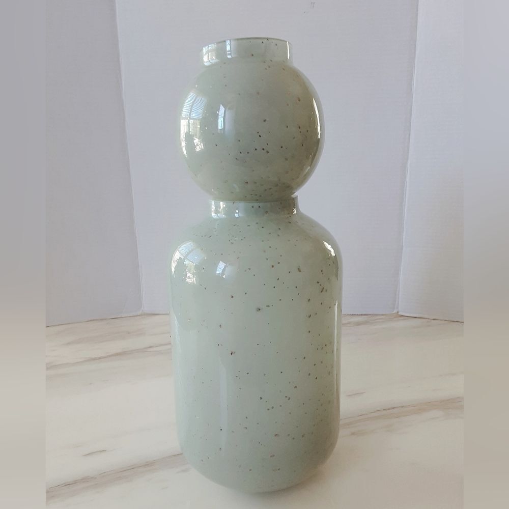 WEST ELM Mari Gold Speckled Celadon Glass Vases - Picture 2 of 7